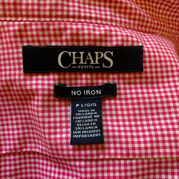 CHAPS gingham button down Size Petite Large - Picture 5 of 8